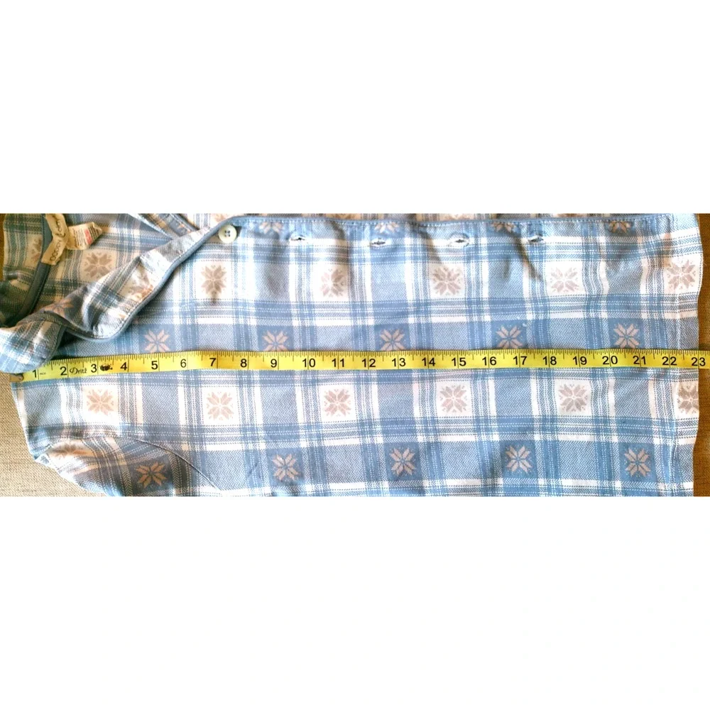 Poppy Clay Organic Cotton Pajama Set Blue Plaid Button Front Lounge Cottagecore